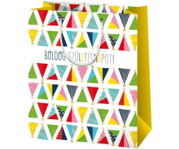 Boldog születésnapot - La multi ani pungă cadou colorată dimensiune mare exclusivă 27x14x33cm