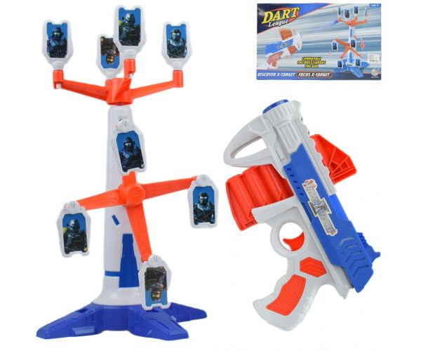 Dart League: Placă electronică rotativă pentru țintă cu pistol manual cu burete și gloanțe