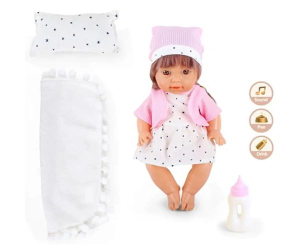 Bebeluș care face pipi cu sunet și pernă 30cm