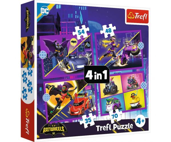 DC Comics: Batwheels 4 în 1 puzzle - Trefl