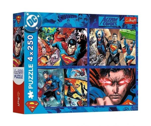 DC: Superman cel curajos puzzle 4x250 piese - Trefl