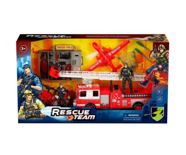 Set de joc echipă de salvare cu figurine pompieri