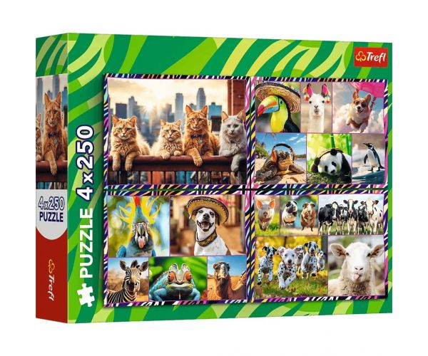 Animale amuzante puzzle 4x250buc - Trefl