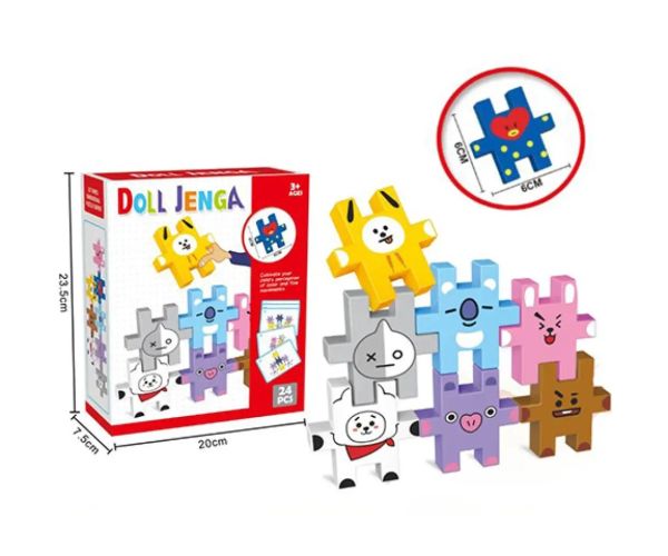 Jenga colorat 24 bucăți animale puzzle cu elemente de 6cm