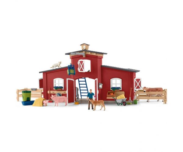 Schleich: Lumea Fermei - Set de joc cu grajd și animale (42606)