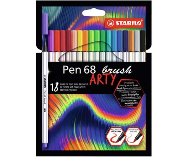 Stabilo: Pen 68 Brush ARTY set de 18 bucăți