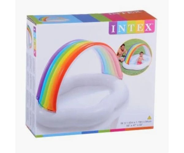 intex: Piscină baby curcubeu gonflabilă 142x119x84cm