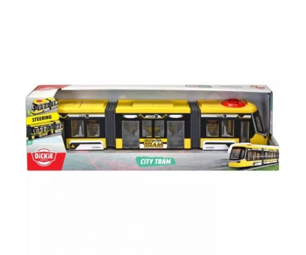 Dickie Toys: Siemens Combino tramvai urban galben cu direcție și uși deschise - Simba Toys