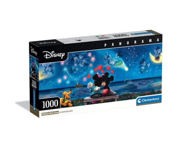 Disney - Mickey és Minnie varázslatos éjszakája 1000db-os panoráma puzzle poszterrel - Clementoni