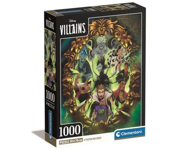Disney+ - Răufăcători puzzle de 1000 de piese cu poster - Clementoni
