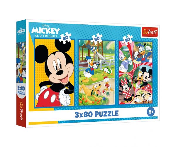 Disney: Echipa lui Mickey Mouse puzzle 3x80 bucăți - Trefl