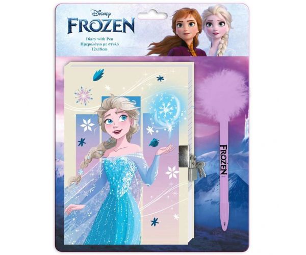 Disney: Jurnal secret Frozen 2 cu lacăt și stilou cu pom-pom 12x18cm 60 de pagini