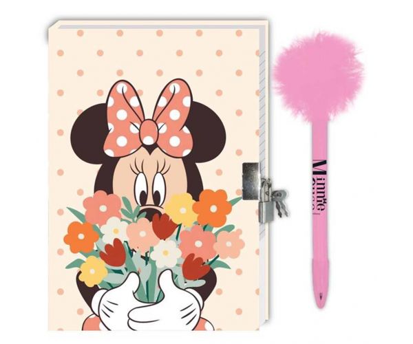 Disney: Minnie Egér titkos napló lakattal és pom-pomos tollal 12x18cm 60 lapos