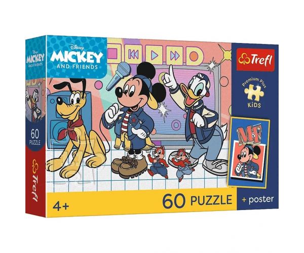 Disney Mickey Mouse și prietenii, puzzle pentru copii, 60 piese, Premium Plus, cu poster - Trefl