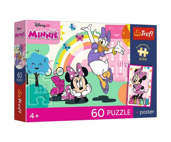 Disney Minnie Mouse - puzzle pentru copii, 60 de piese, Premium Plus, cu poster - Trefl