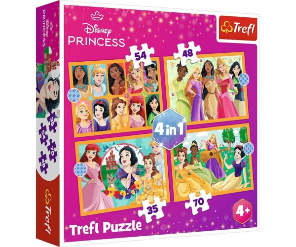 Disney+Princess: Prințesele Disney 4 în 1 puzzle - Trefl