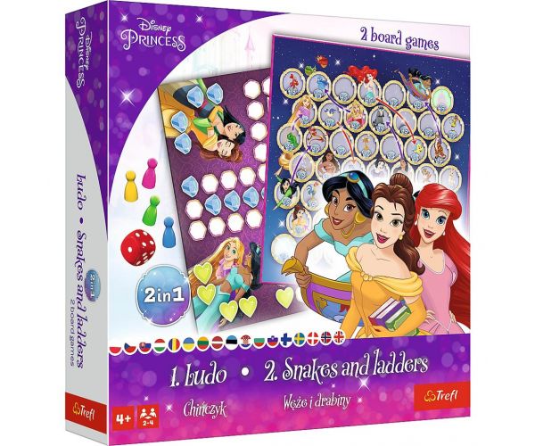 Disney+Prințese 2-în-1 joc de societate: Cine râde la urmă? și Șerpi și scări - Trefl