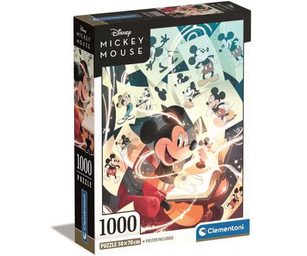 Disney: Puzzle clasic Mickey Mouse de 1000 de piese Compact, 50x70cm - Clementoni