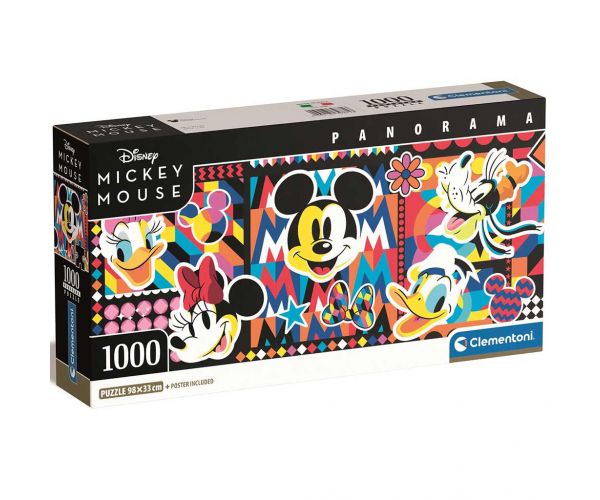 Disney: Mickey Egér klasszikus 1000db-os panoráma puzzle 98x33cm - Clementoni