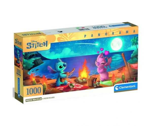 Disney+Stitch – Picnic pe plajă panoramă puzzle 1000 de piese - Clementoni