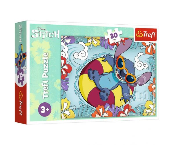 Disney Stitch se bucură de vacanță puzzle de 30 de piese - Trefl