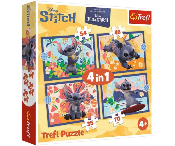 Disney: Vacanța lui Stitch - puzzle 4 în 1 - Trefl
