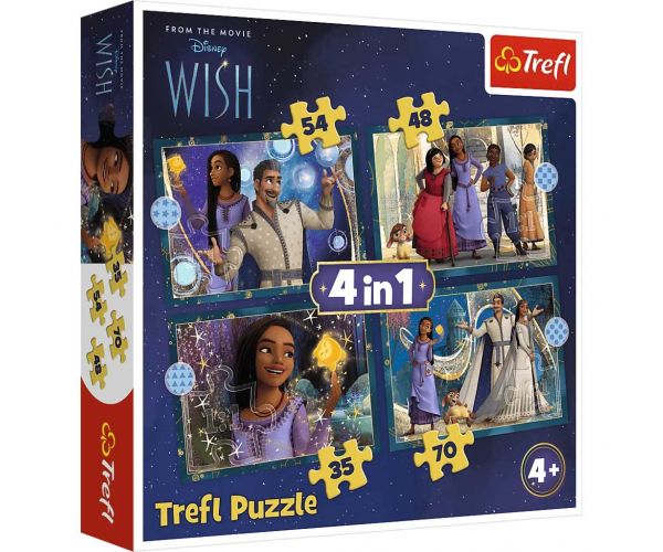 Disney+Wish: Puzzle 4 în 1 - Trefl