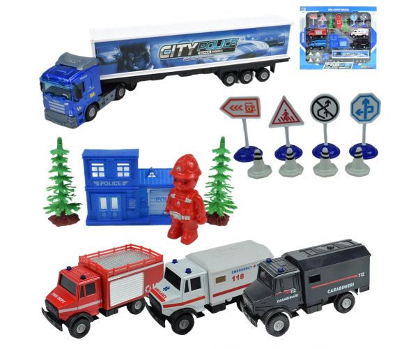 Die-Cast: Óriás rendvédelmi kisautó szett kiegészítőkkel
