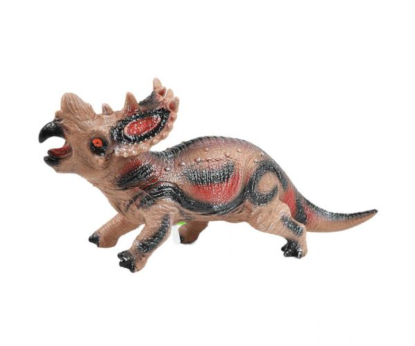 Dino World: Vinyl anyagú hangot adó Styracosaurus dinoszaurusz figura pamut töltéssel 35cm