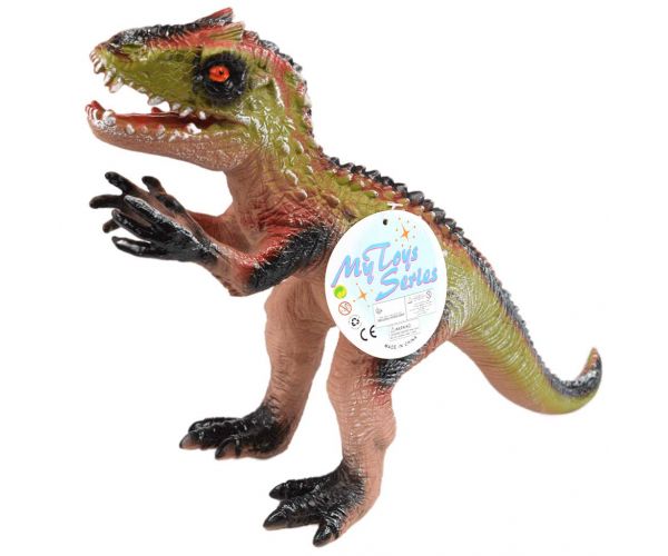 Dino World: Vinyl anyagú hangot adó Velociraptor dinoszaurusz figura pamut töltéssel 35cm