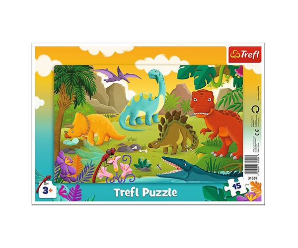 Dinozaur 15 bucăți puzzle cu ramă - Trefl