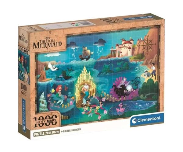 Disney A kis hableány térkép 1000db-os puzzle poszterrel - Clementoni