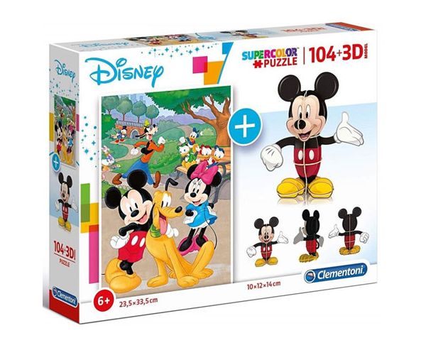 Disney: Mickey egeres 104 db-os puzzle + 3D-s Mickey modell - Clementoni