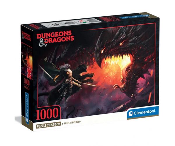 Dungeons & Dragons – Lupta Dragonilor puzzle de 1000 de piese cu poster - Clementoni