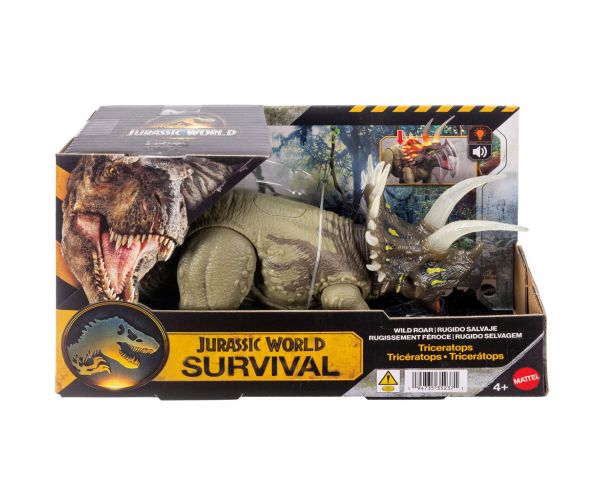 Jurassic World: Dinozaur Triceratops atacator cu sunet și lumină – Mattel