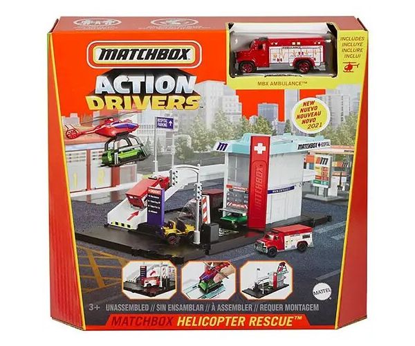 Matchbox: Action Drivers Elicopter stație de salvare set de joacă - Mattel