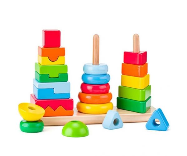 Montressori lemn set de joacă constructor de turnuri - Woodyland