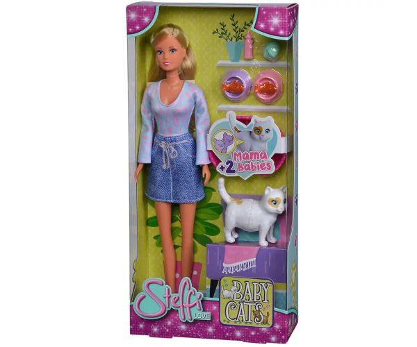 Steffi Love: Păpușa Steffi cu păr blond cu pisoi si accesorii 29cm - Simba Toys
