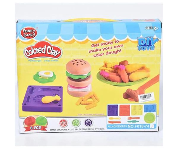 Set de plastilină de prânz cu 6 bucăți de culori de plastilină, forme