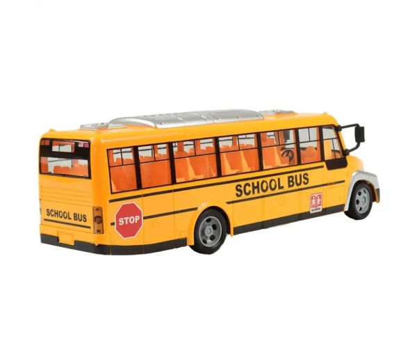 Autobuz școlar galben cu efecte de lumină și baterie telecomandă RC 27MHz 40cm