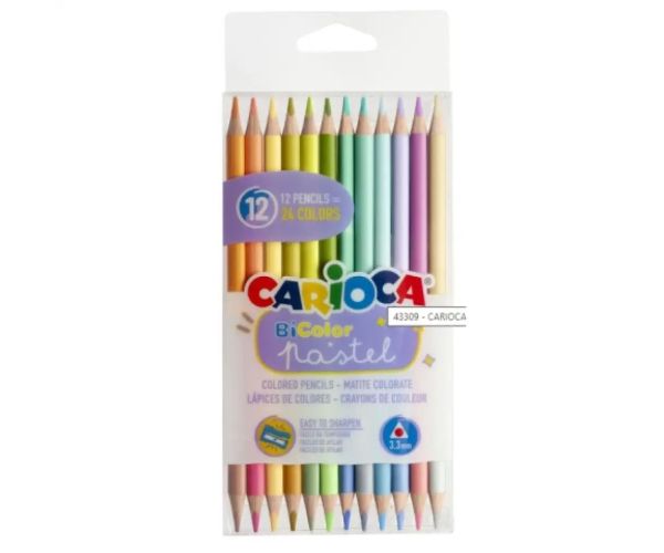 Bi-Color 12 bucăți culori pastel set creioane colorate două capete - Carioca