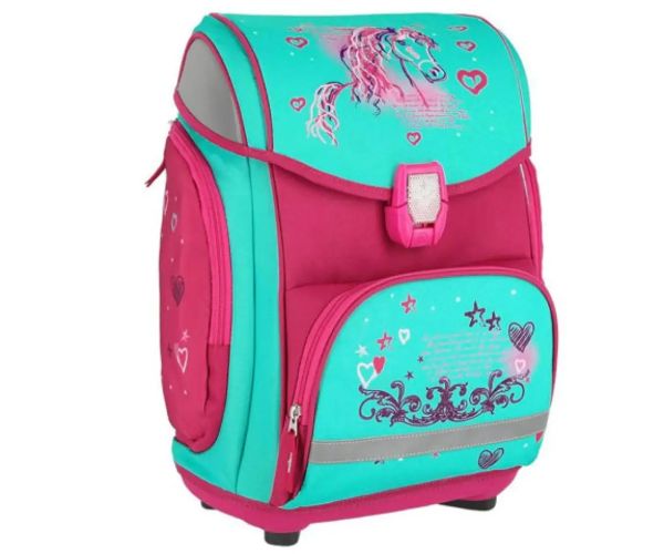 Spirit: Cai albastru-pink set rucsac 5 bucăți cu accesorii și lumini LED