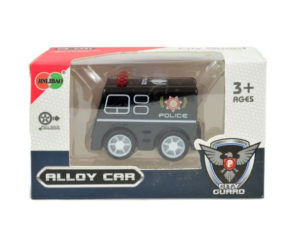 Alloy Car: Mașină de poliție în diverse versiuni 5cm