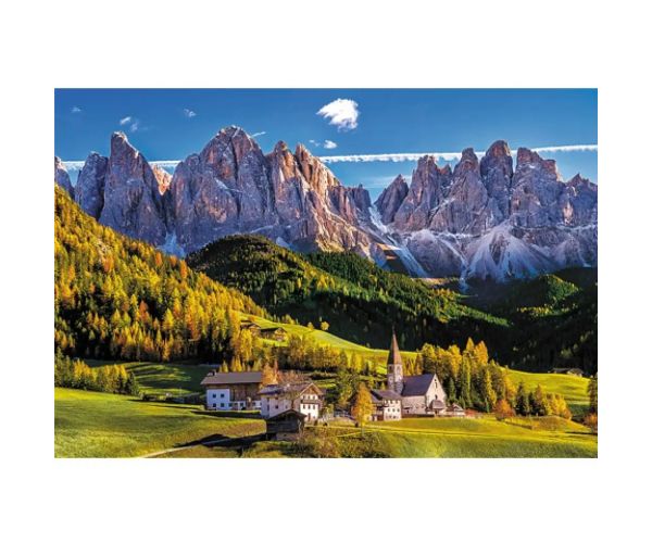 Valea Val di Funes, Dolomiți - Italia puzzle de 1500 de piese -Trefl