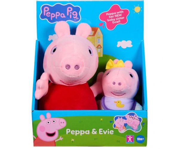 Set de figurine din pluș Peppa Pig și Evie 2 bucăți
