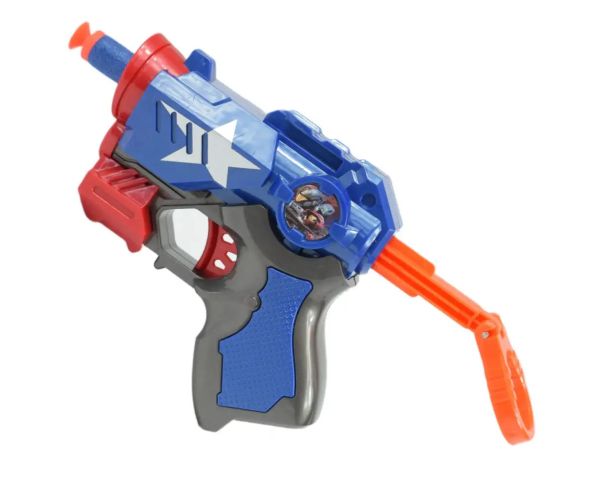 Cool Soft Bullet Gun: Pistol mic cu cartușe de culoare albastră 14cm