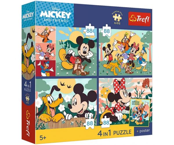 Disney Mickey Mouse și prietenii – 4 x 88 bucăți Premium Plus Kids puzzle – Trefl