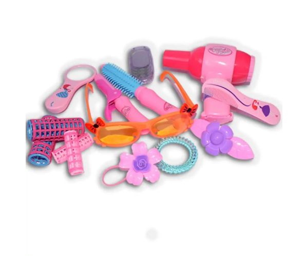 Vouge Girl - Set de frumusețe roz cu ondulator, ochelari de soare și accesorii