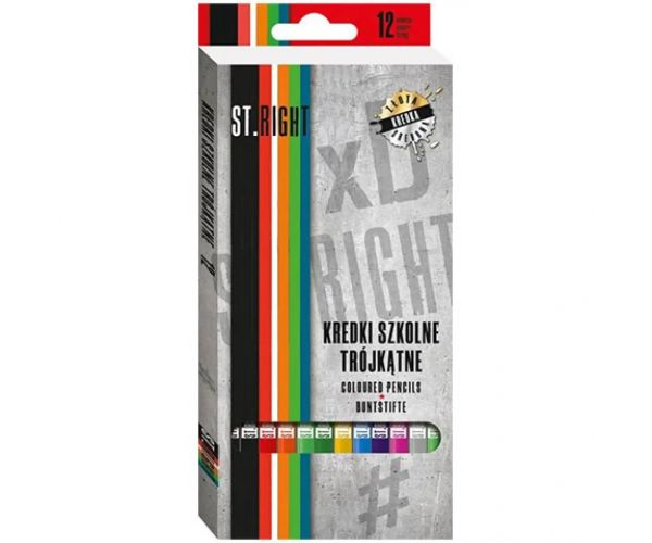 St.Right triunghi creioane colorate 12 bucăți set