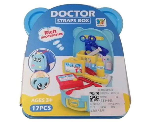 Set de joacă doctor albastru ursuleț suport cu accesorii